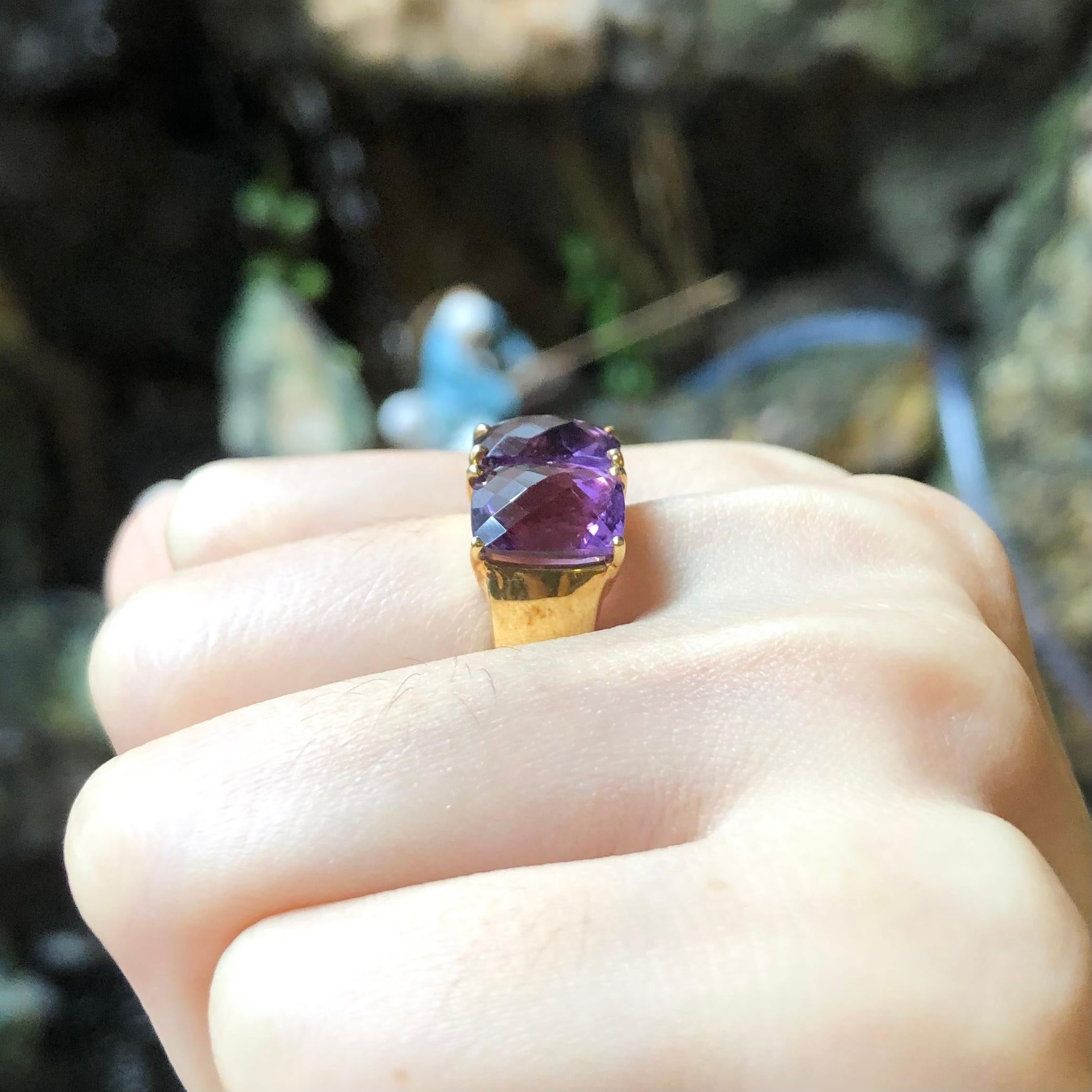 Amethyst 6.30  carats Ring set in 18 Karat Gold Settings

Width:  1.9 cm 
Length: 0.9 cm
Ring Size: 53
Total Weight: 9.7 grams



