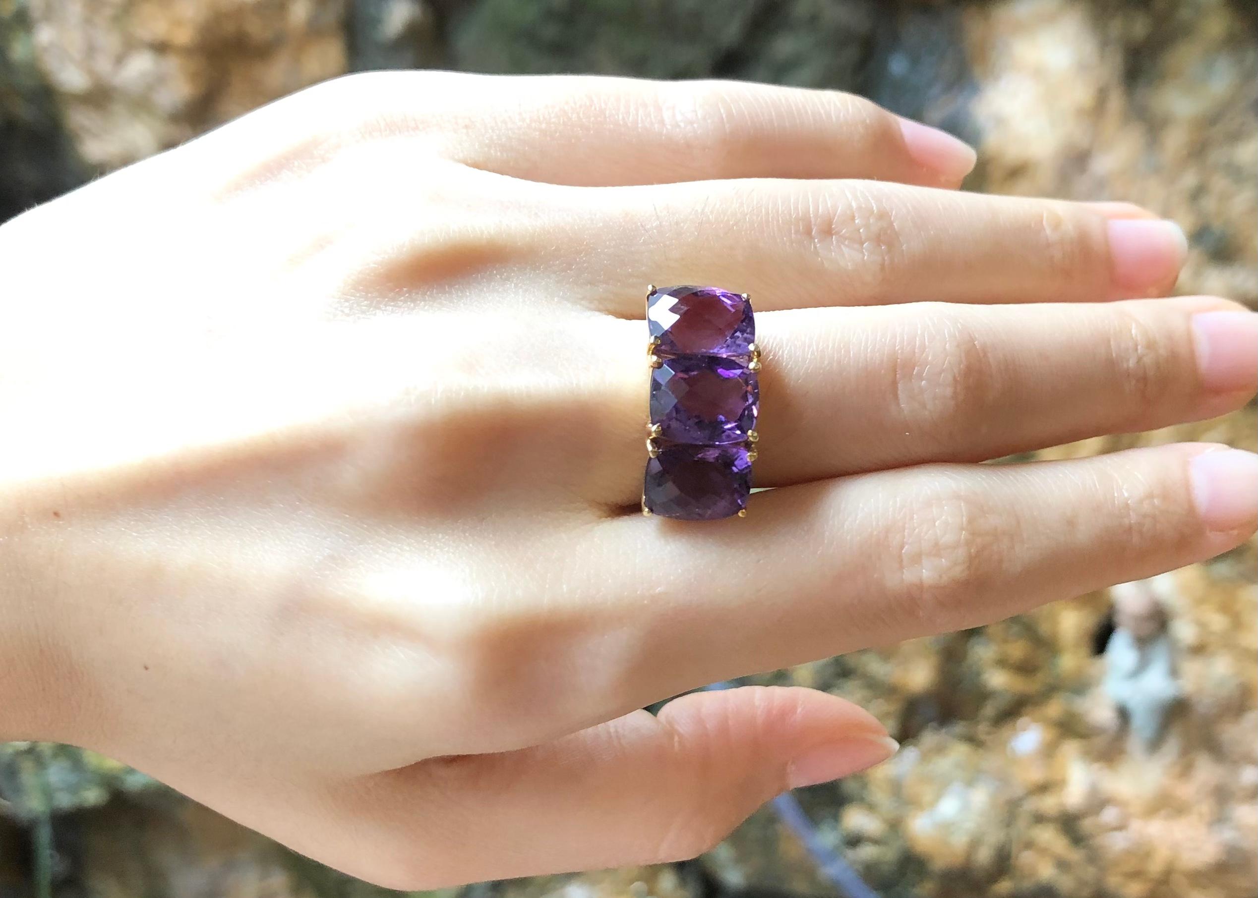 Mixed Cut Amethyst 6.30 Carats Ring Set in 18 Karat Gold Settings For Sale