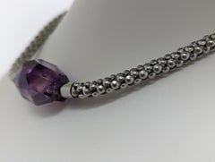 Amethyst (8.9 grams), Raspberry steel necklace