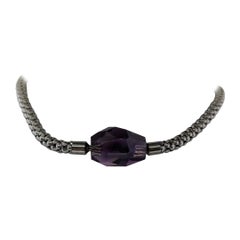 Amethyst (8.9 grams), Raspberry steel necklace