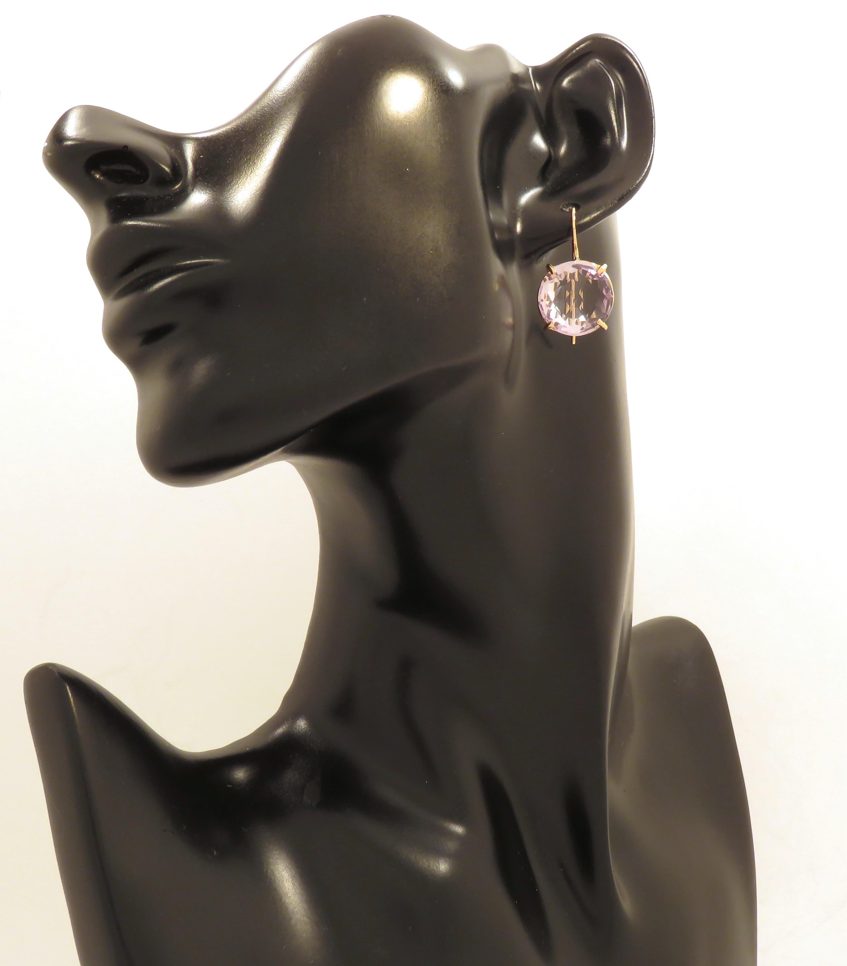 Contemporary Amethyst 9 Karat Rose Gold Earrings Handcrafted in Italy