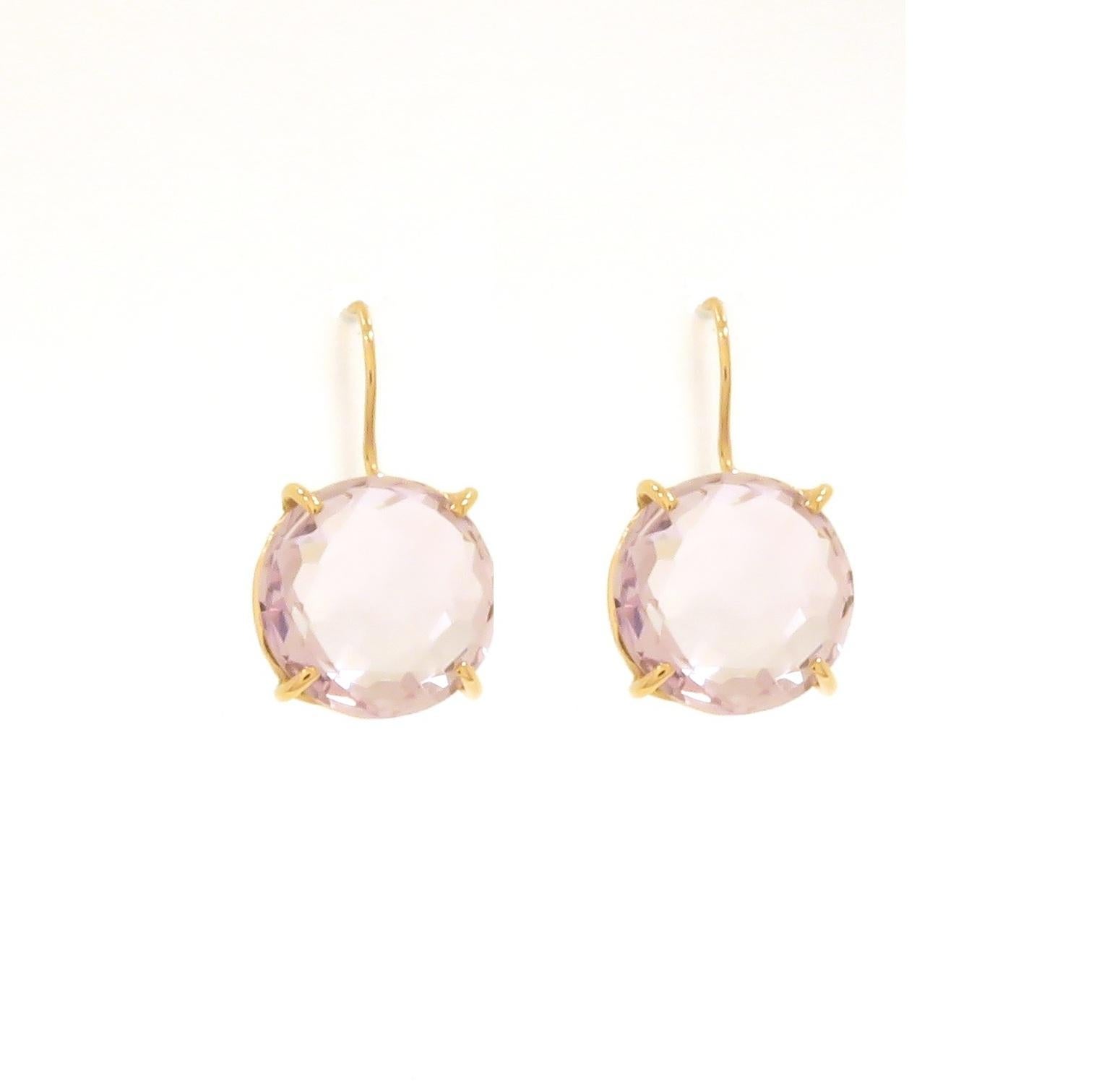 Amethyst 9 Karat Rose Gold Earrings Handcrafted in Italy In New Condition In Milano, IT