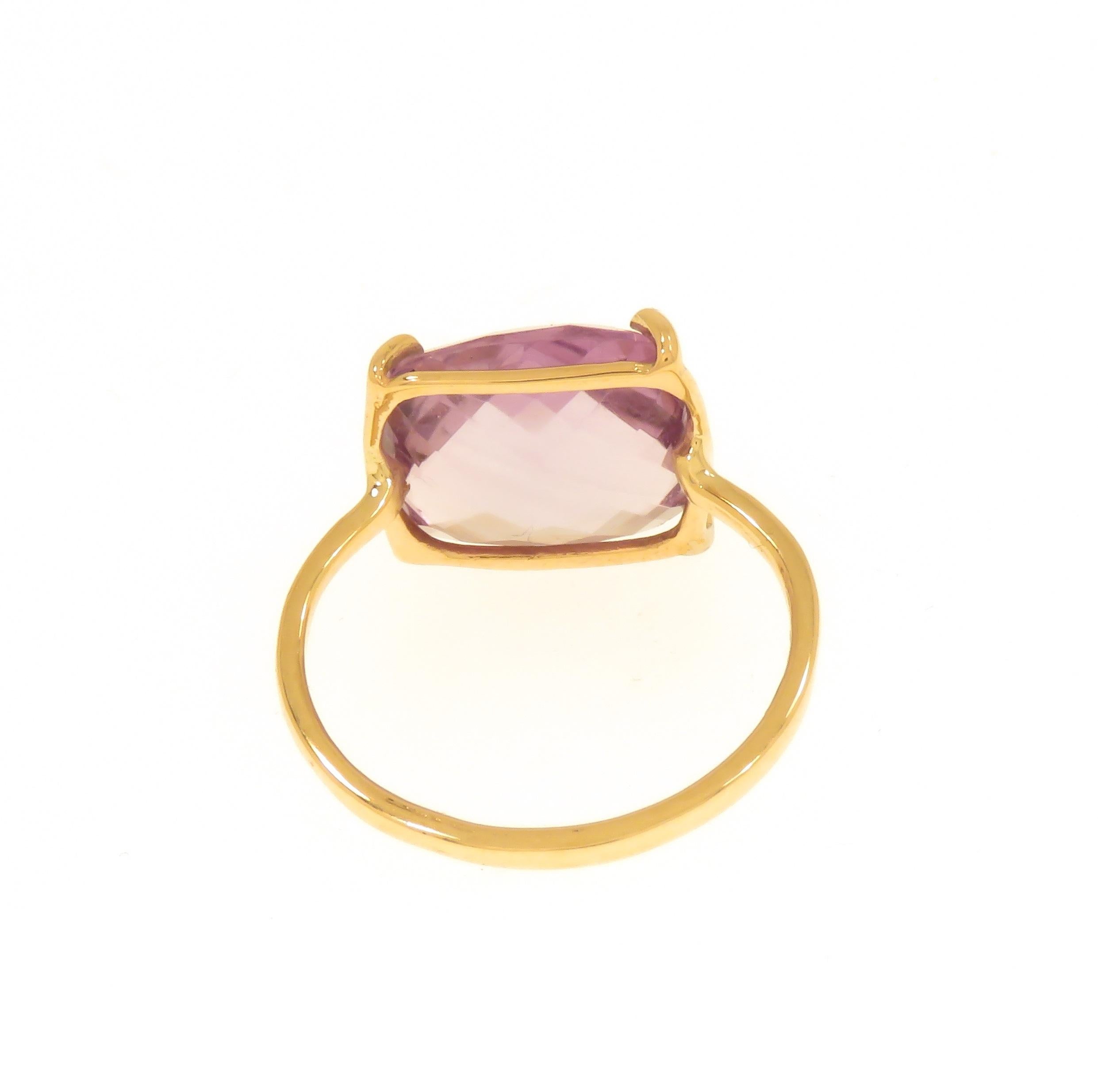 Contemporary Amethyst 9 Karat Rose Gold Ring Handcrafted in Italy For Sale