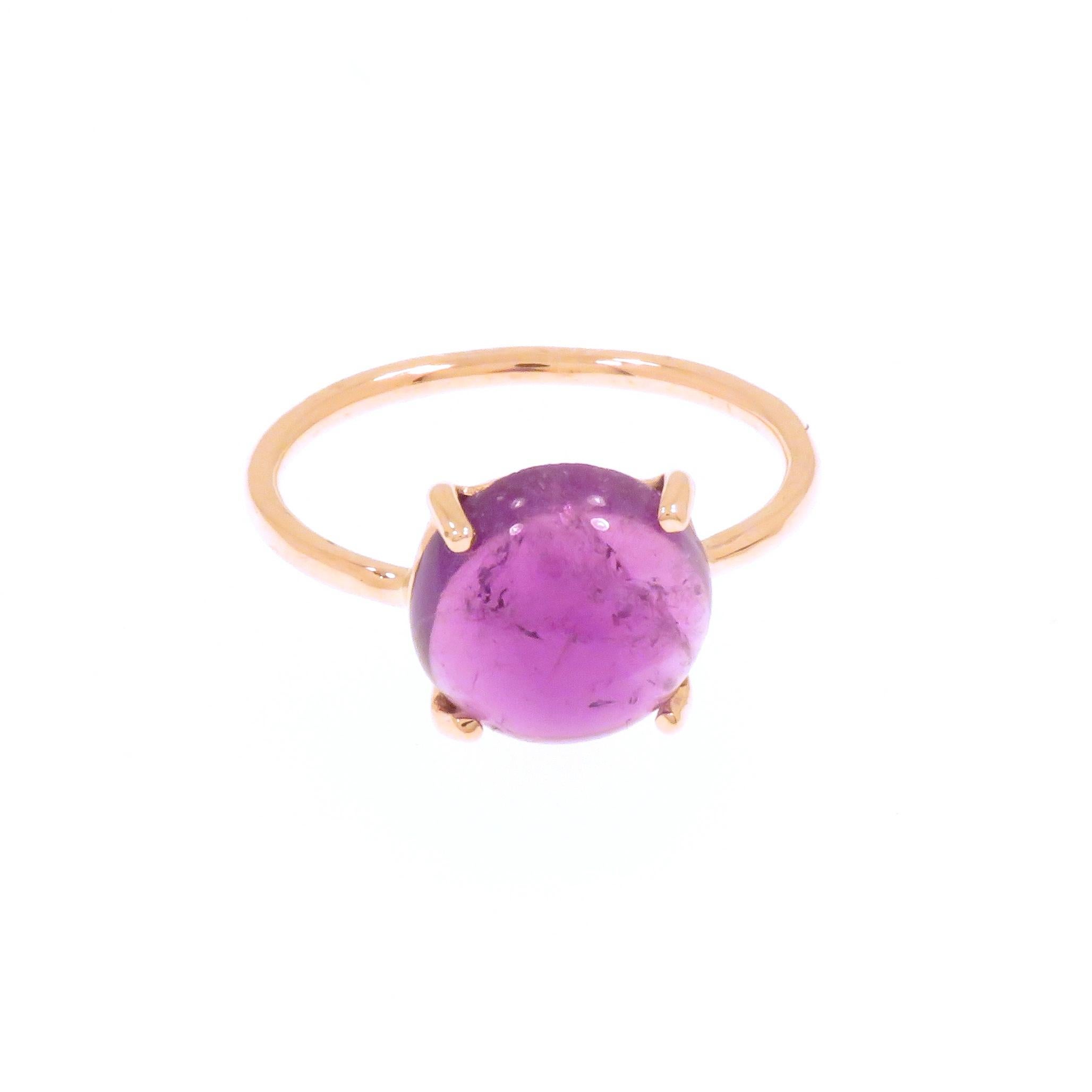Contemporary Amethyst 9 Karat Rose Gold Ring Handcrafted in, Italy For Sale