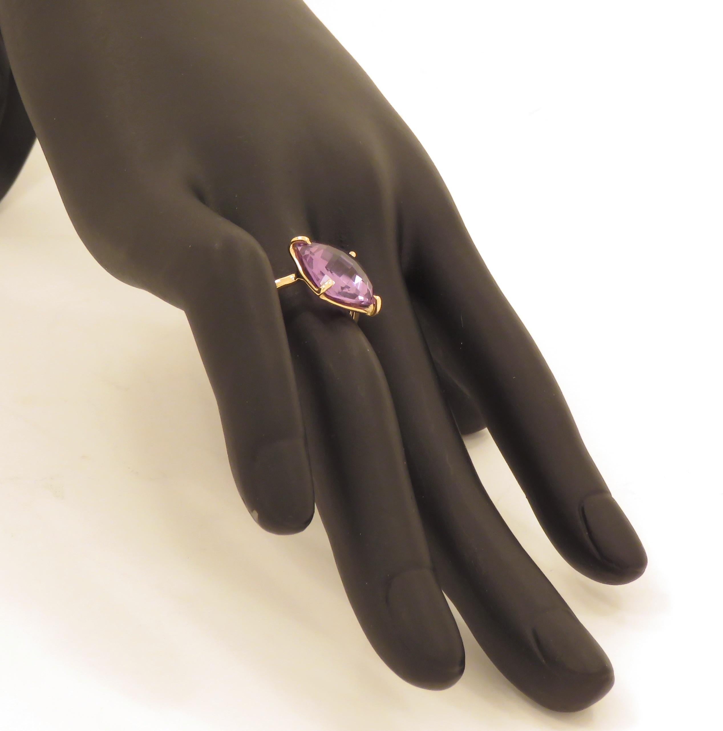 Amethyst 9 Karat Rose Gold Ring Handcrafted in Italy In New Condition For Sale In Milano, IT