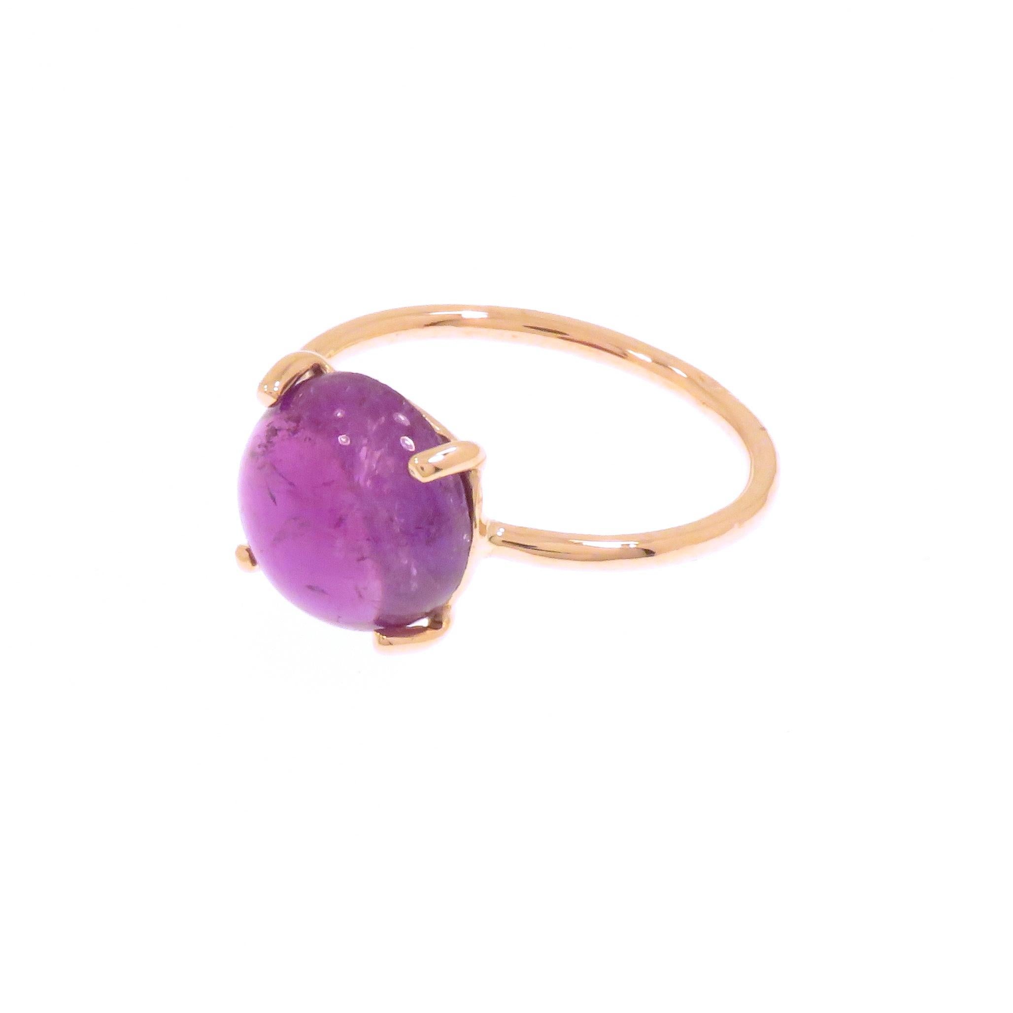 Amethyst 9 Karat Rose Gold Ring Handcrafted in, Italy In New Condition For Sale In Milano, IT