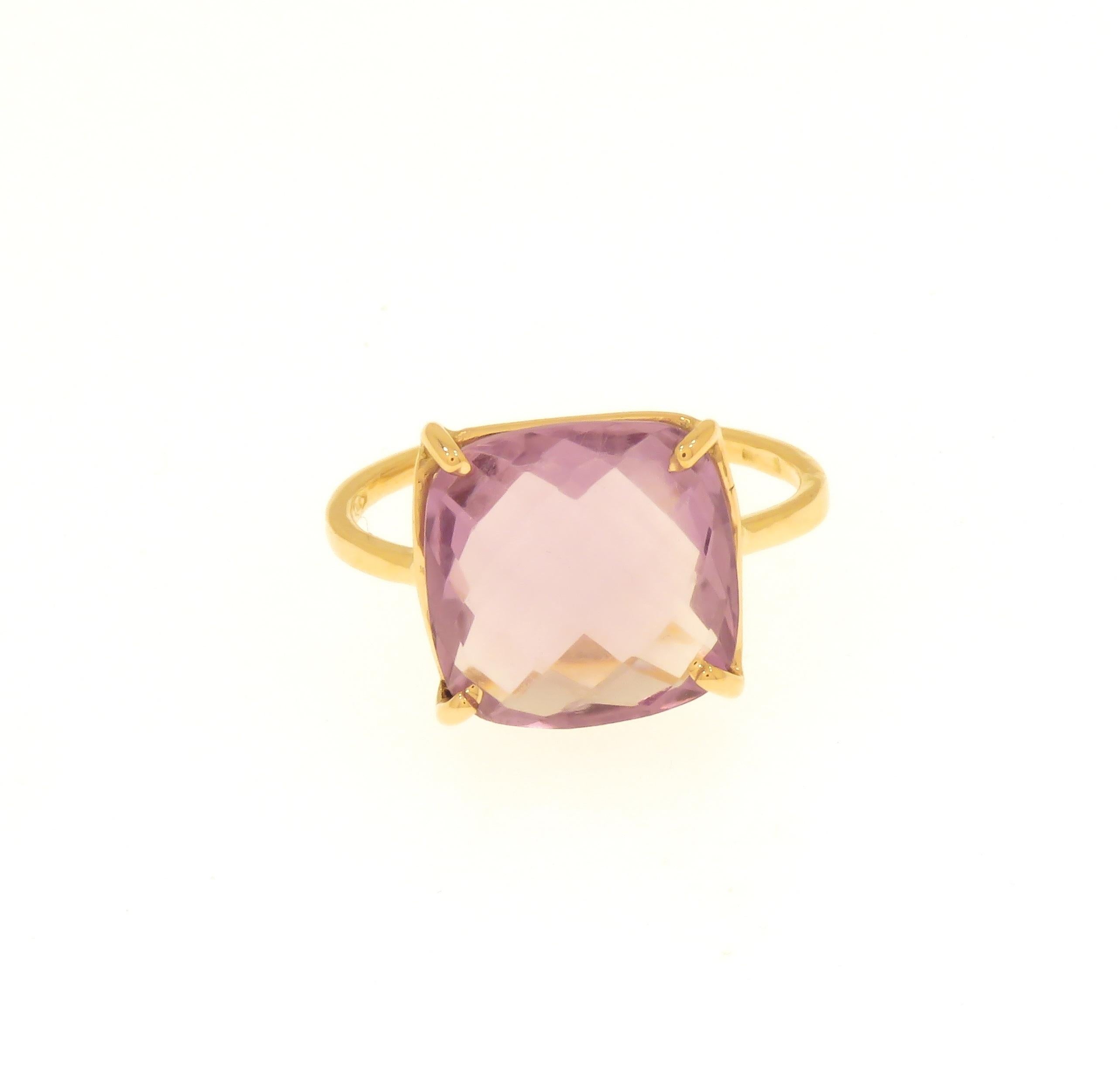 Women's Amethyst 9 Karat Rose Gold Ring Handcrafted in Italy For Sale