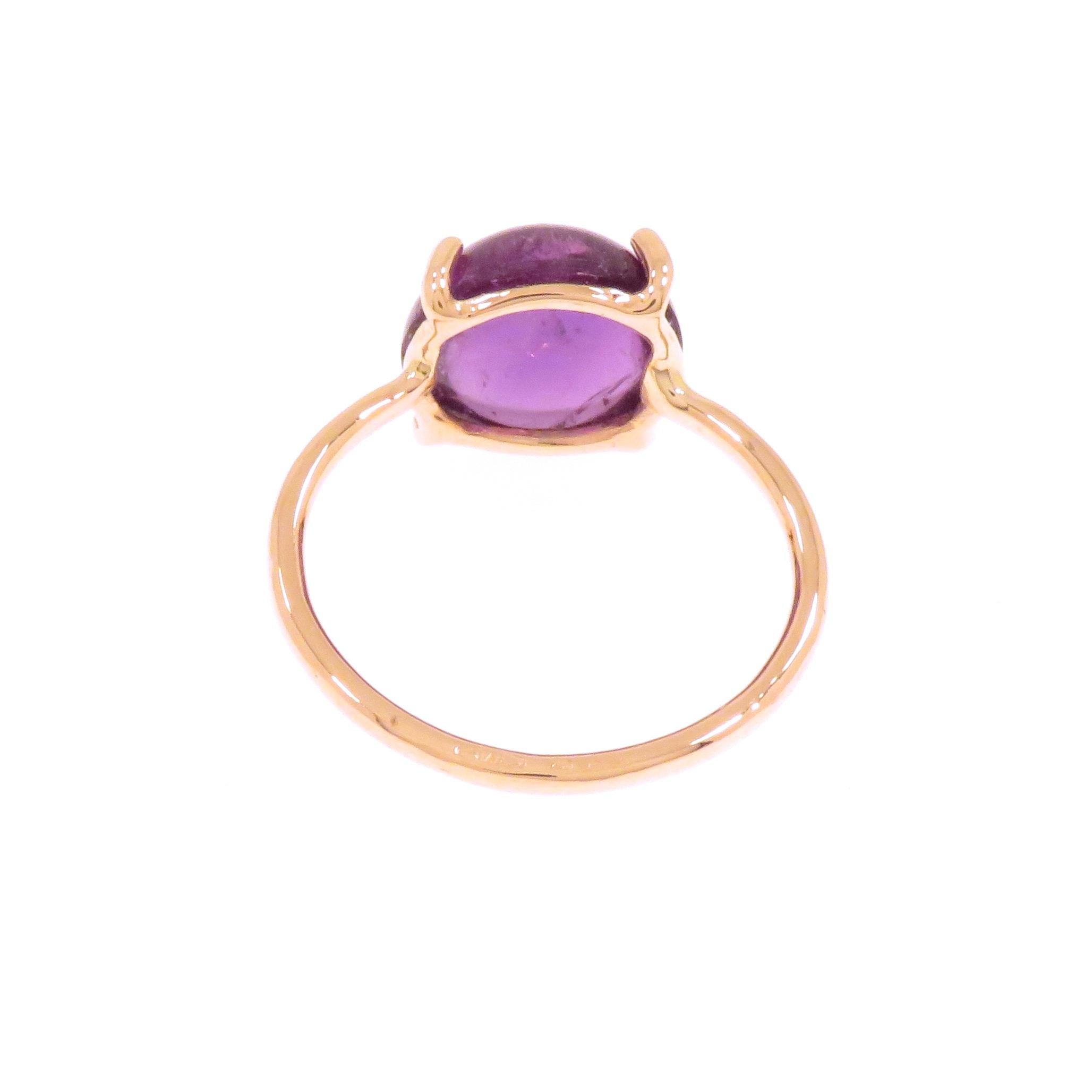 Women's Amethyst 9 Karat Rose Gold Ring Handcrafted in, Italy For Sale