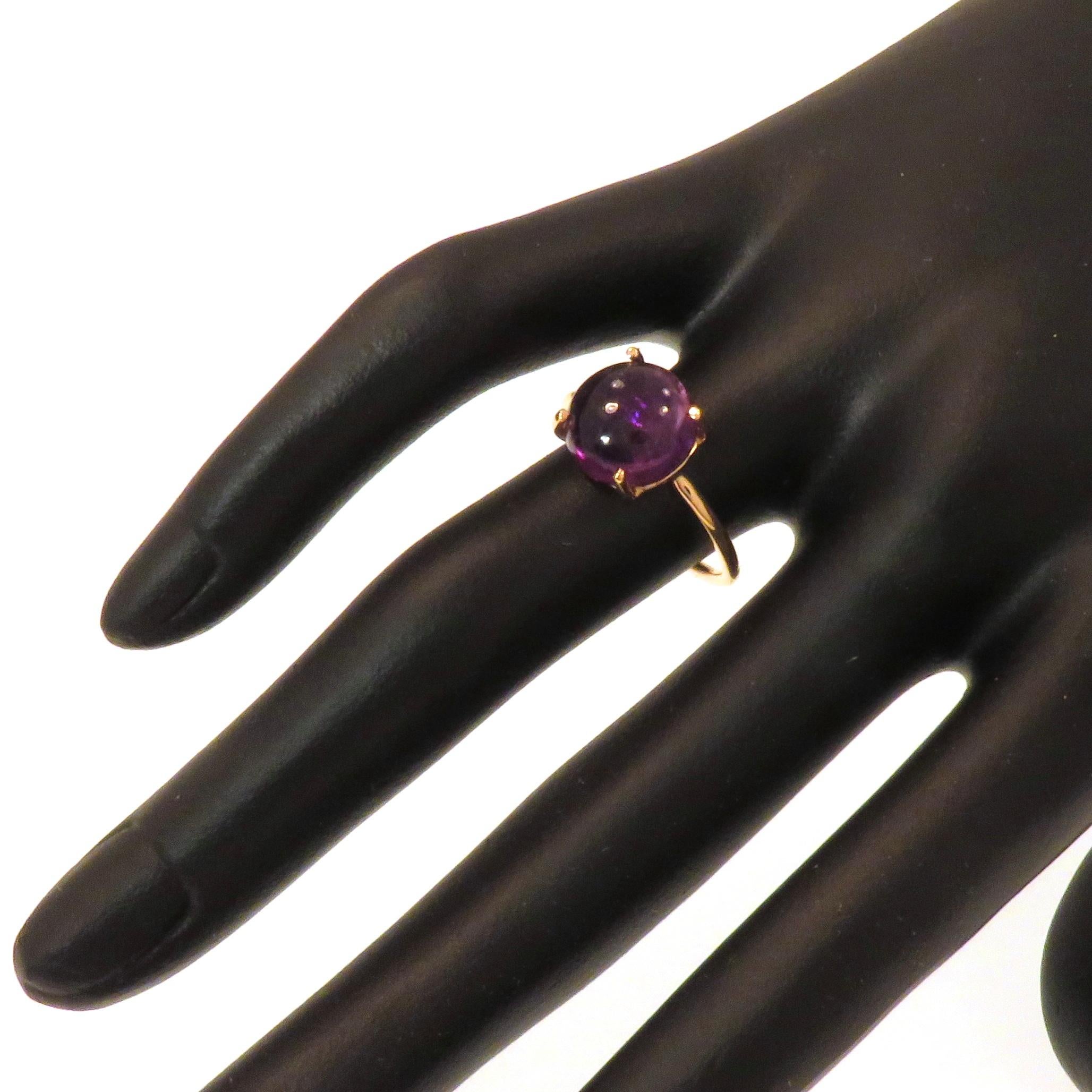 Amethyst 9 Karat Rose Gold Ring Handcrafted in, Italy For Sale 1