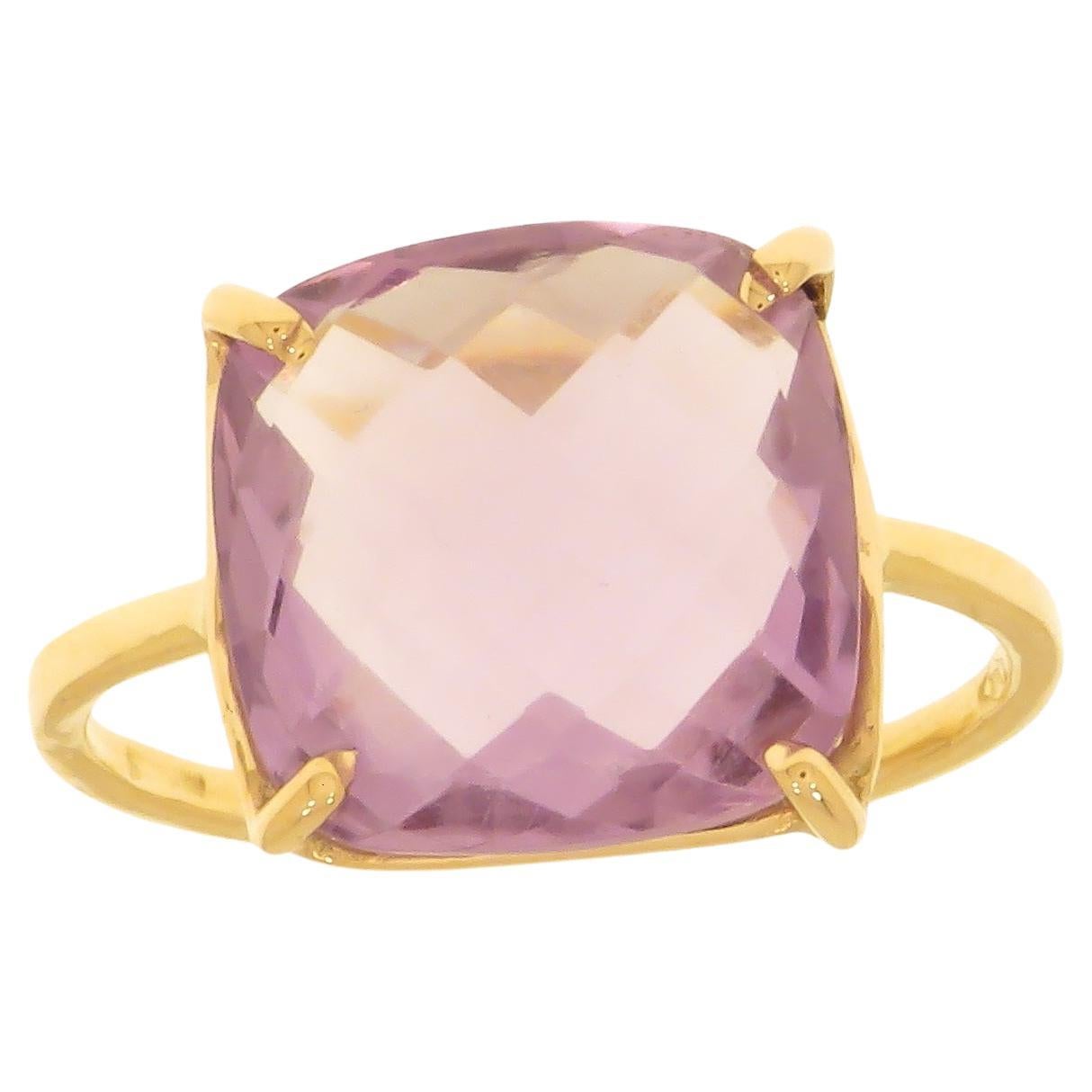Amethyst 9 Karat Rose Gold Ring Handcrafted in Italy For Sale