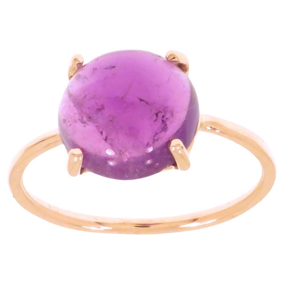Amethyst 9 Karat Rose Gold Ring Handcrafted in, Italy For Sale