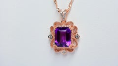 Amethyst 925 18K 1MM Rose Metal Plated Women's Pendant4.33cts