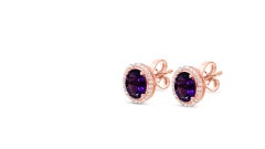 Amethyst Halo Earring-Gemstones Earrings-18k Gold Plated Over Silver Birthstone