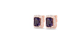 Amethyst Earrings Studs-Gemstones Birthstone 18k rose gold plated over silver
