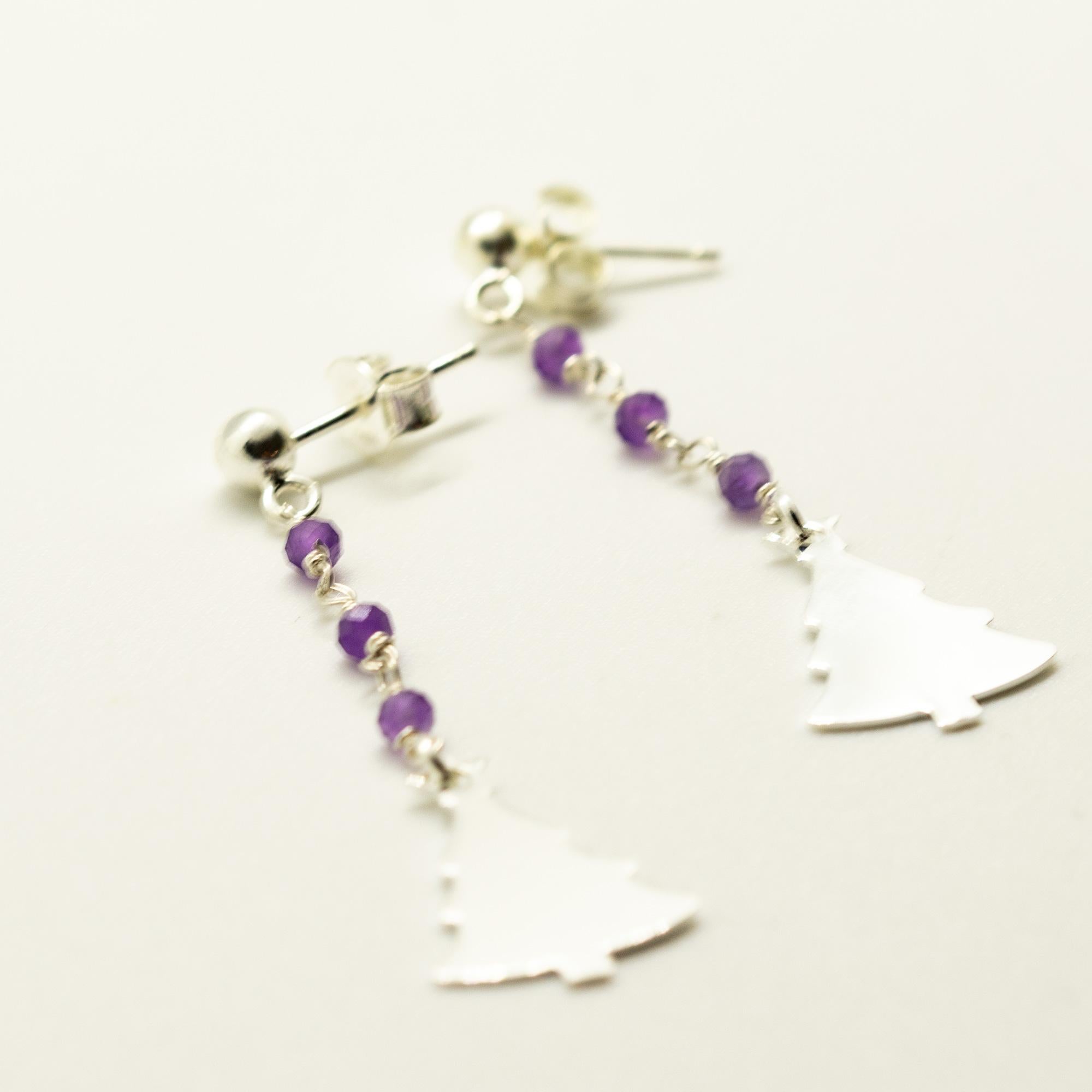 Amethyst 925 Sterlingsilber Weihnachtsbaum-Winterohrringe Intini-Schmuck im Zustand „Neu“ im Angebot in Milano, IT