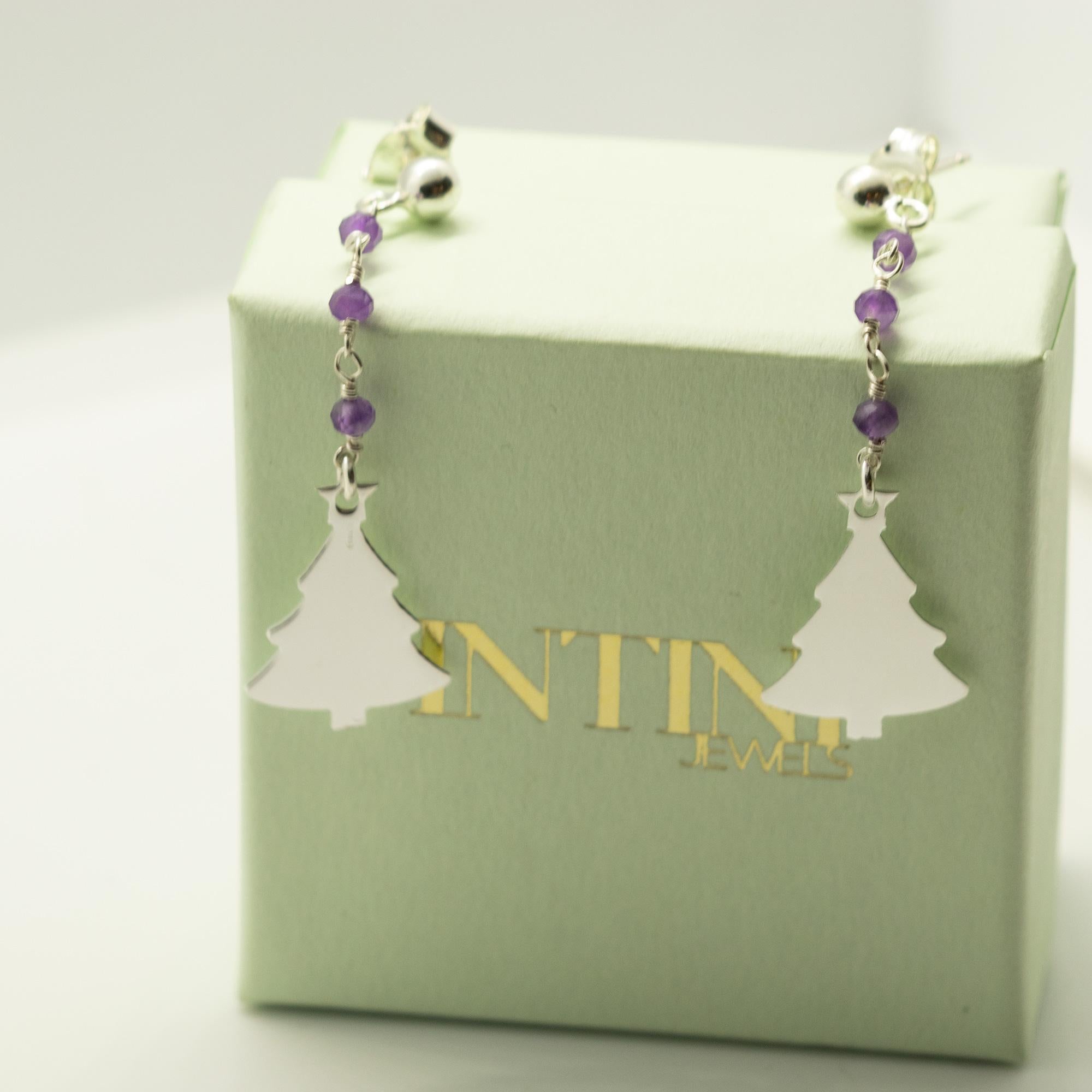 Amethyst 925 Sterlingsilber Weihnachtsbaum-Winterohrringe Intini-Schmuck Damen im Angebot