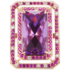 Paolo Costagli Amethyst 9.77 Carat and Pink Sapphire 2.27 Carat and Diamond Ring