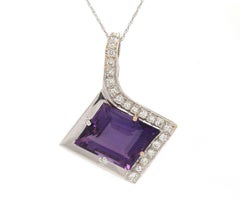 Amethyst and 0.50 CTW Diamond Pendant Necklace in 14K