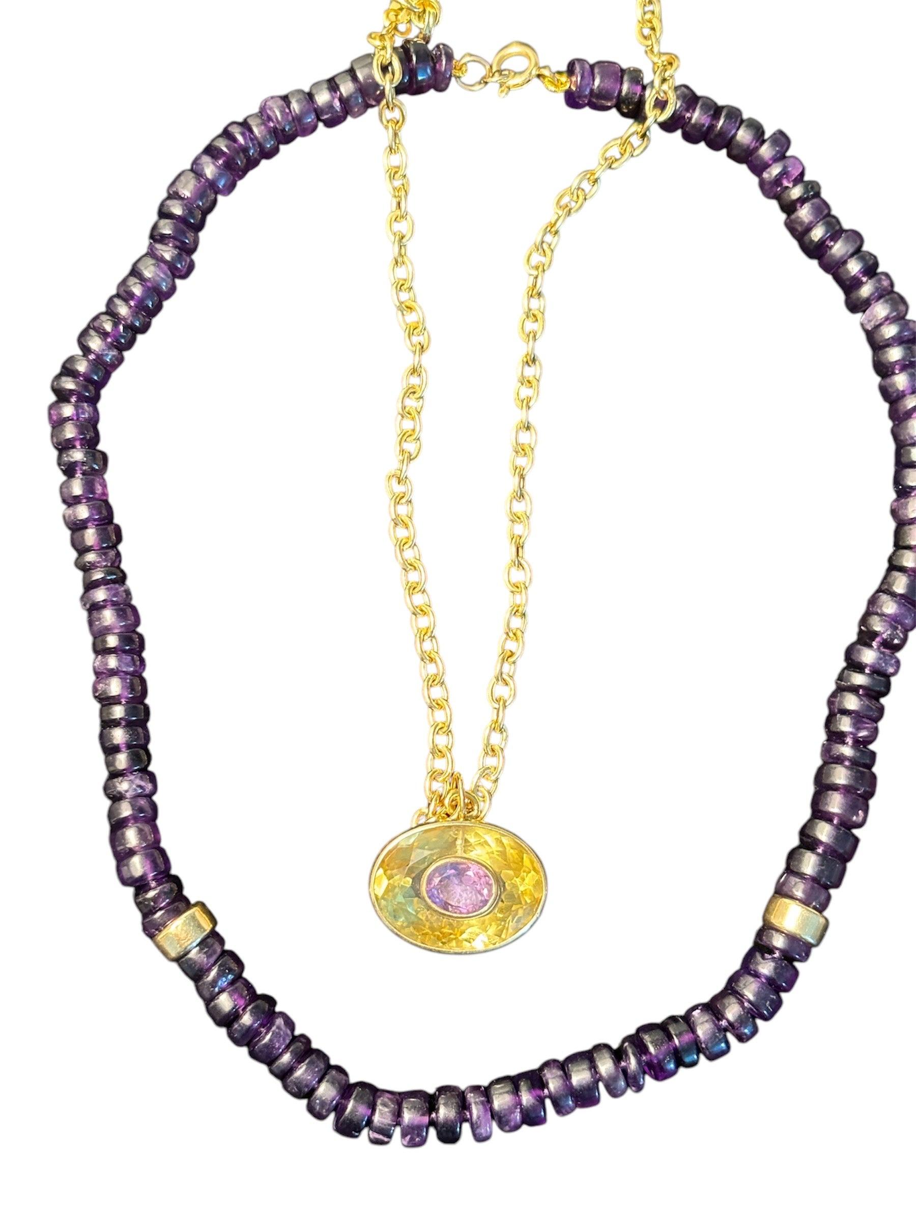 Perlina Collana in ametista e oro 14k in vendita