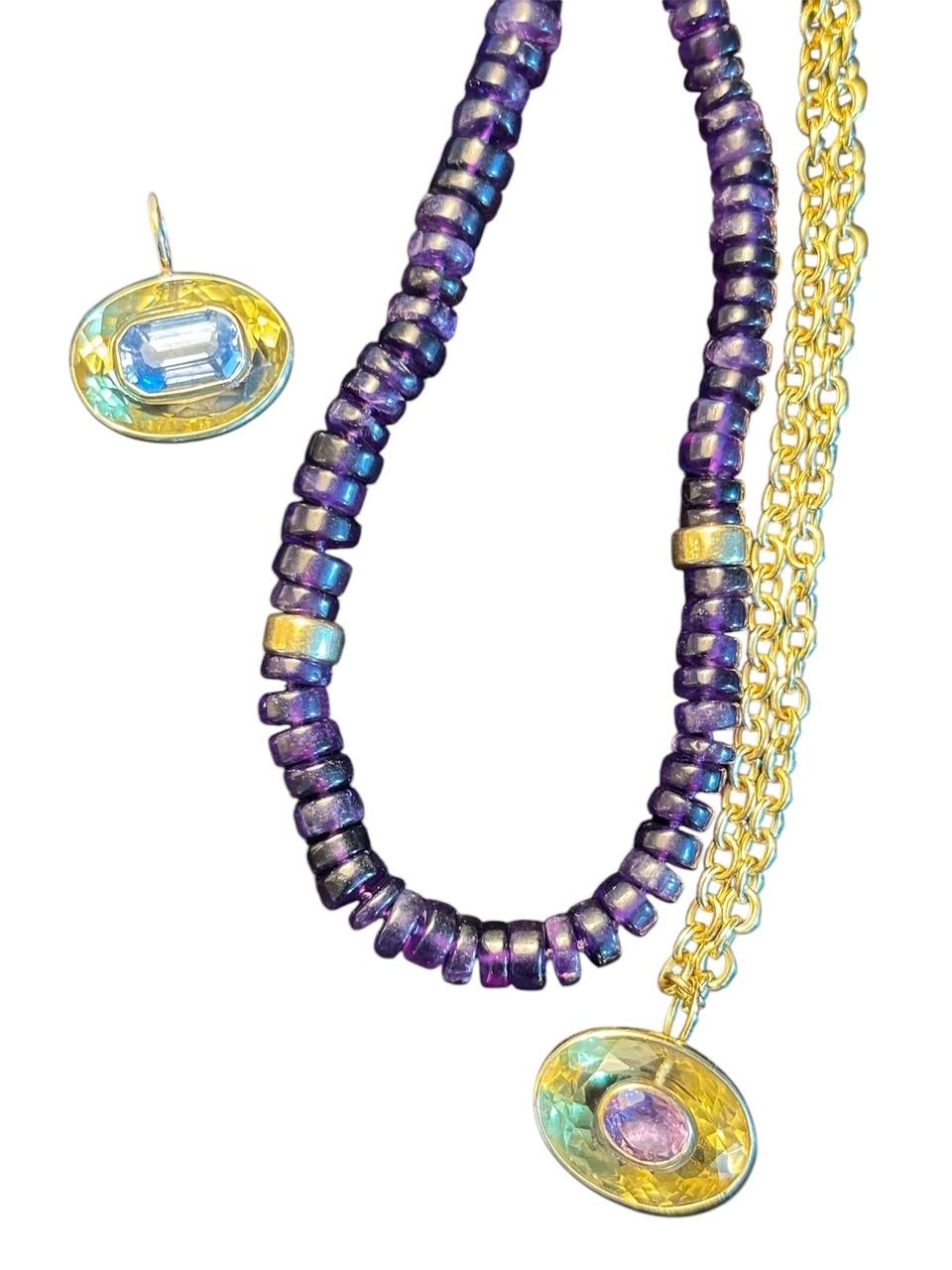 da uomo o donna Collana in ametista e oro 14k in vendita