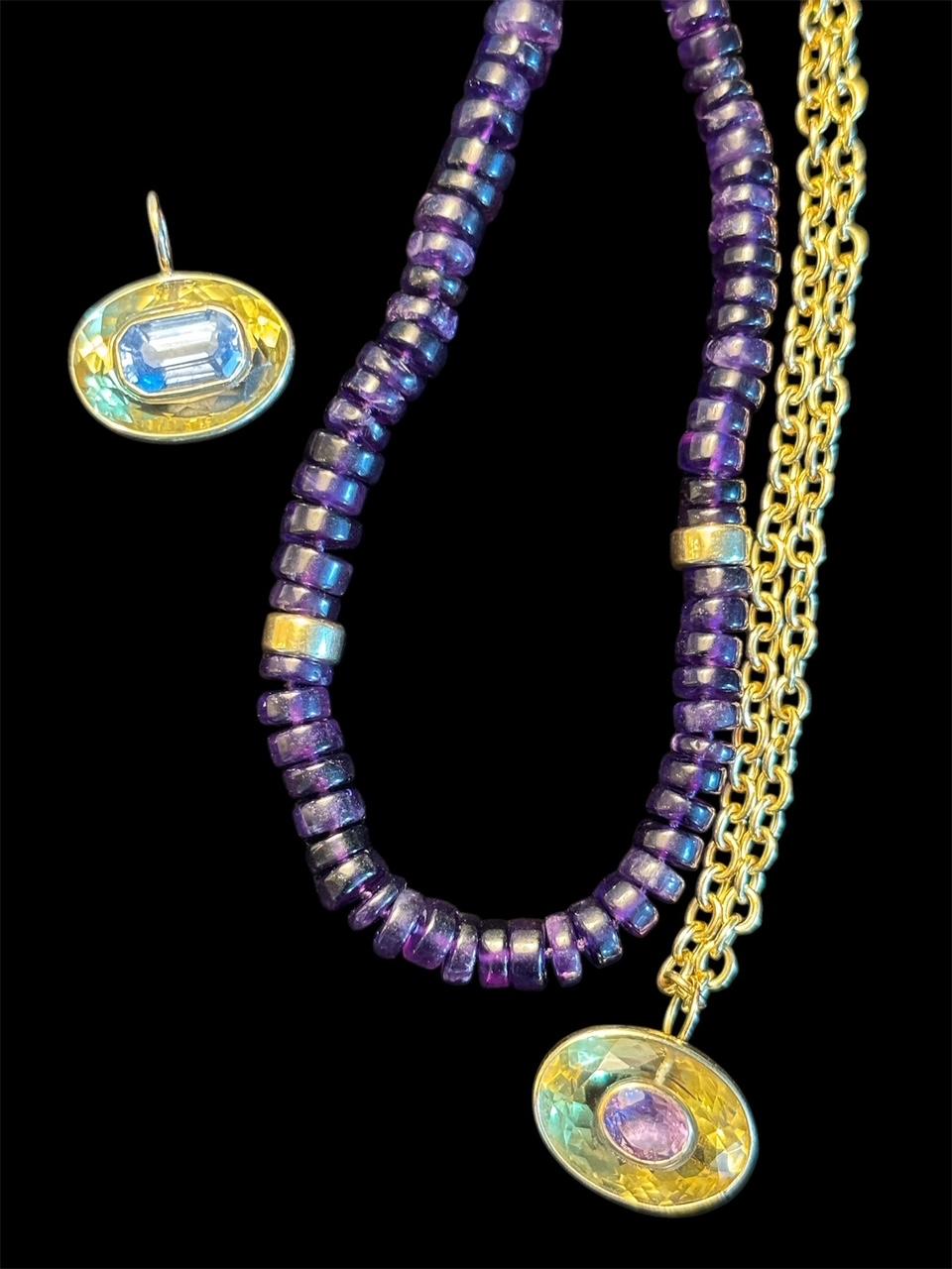 Collana in ametista e oro 14k in vendita 1