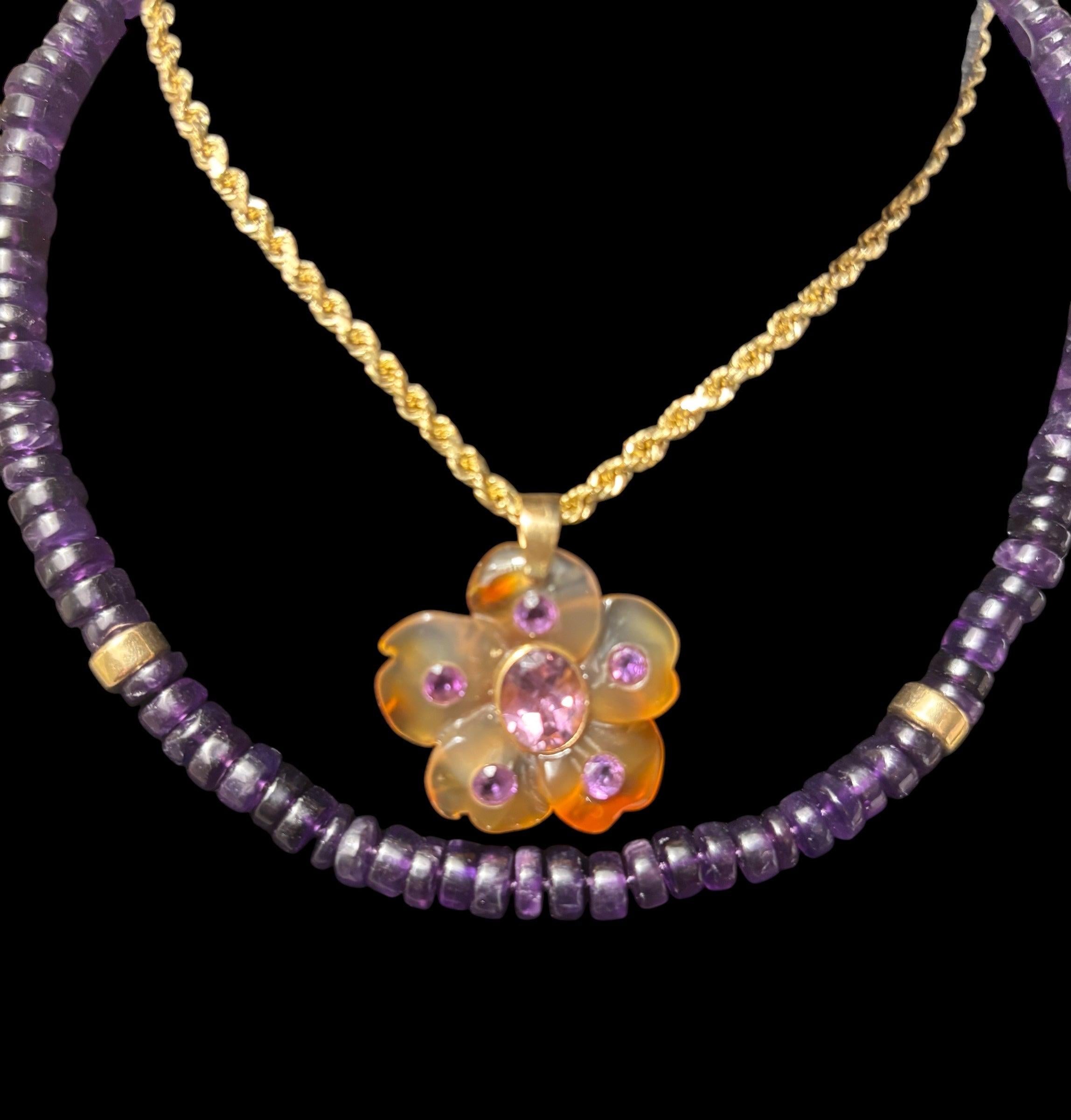 Collana in ametista e oro 14k in vendita 2
