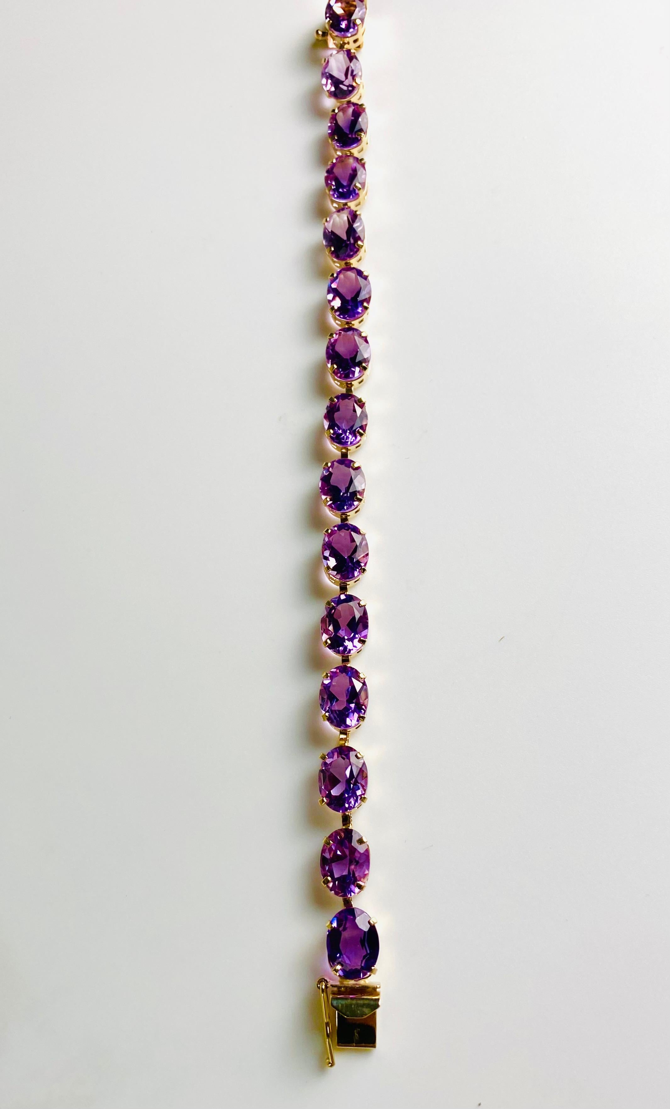 Vintage-Armband aus Amethyst und 14 Karat Gelbgold mit Vintage-Linie im Angebot 5