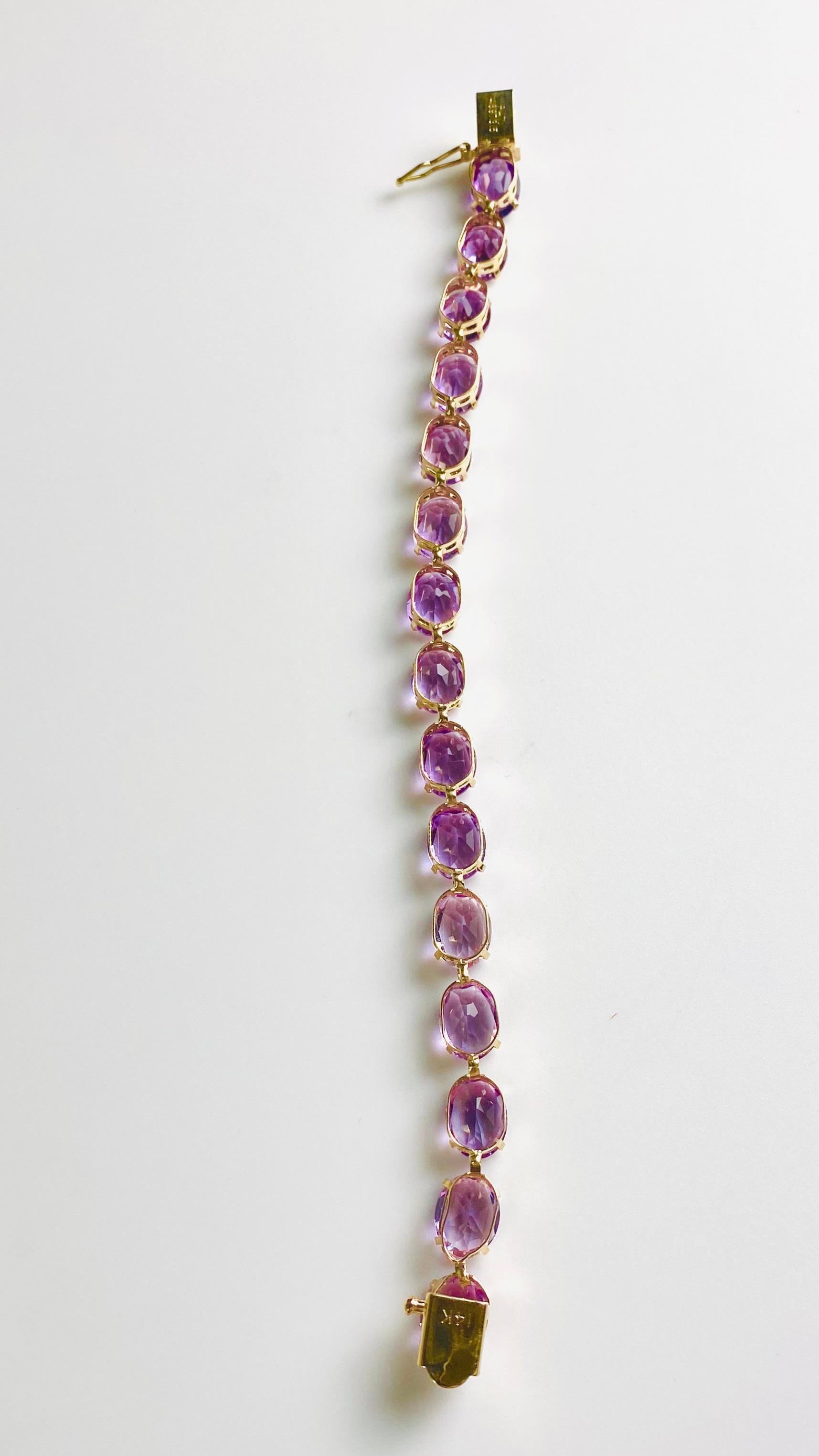 Vintage-Armband aus Amethyst und 14 Karat Gelbgold mit Vintage-Linie im Angebot 4
