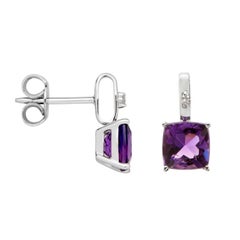 Amethyst and 18k White Gold Earring (B13203n)