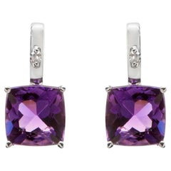 Amethyst and 18k White Gold Earring (B13203n)