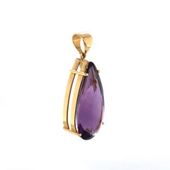 Amethyst and 18K Yellow Gold Pendant (P11449n)