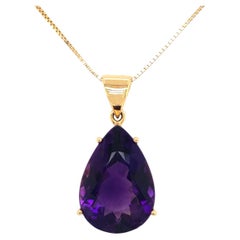 Amethyst and 18K Yellow Gold Pendant (P11459n)