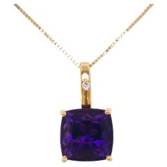 Amethyst and 18K Yellow Gold Pendant (P12769n)