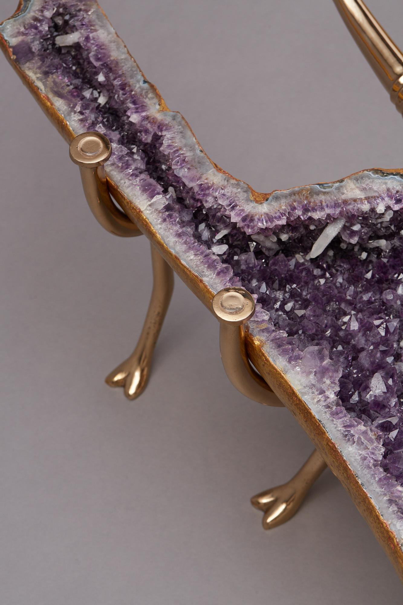 Amethyst and 22k Gold Leaf Butterfly Coffee Table For Sale 4