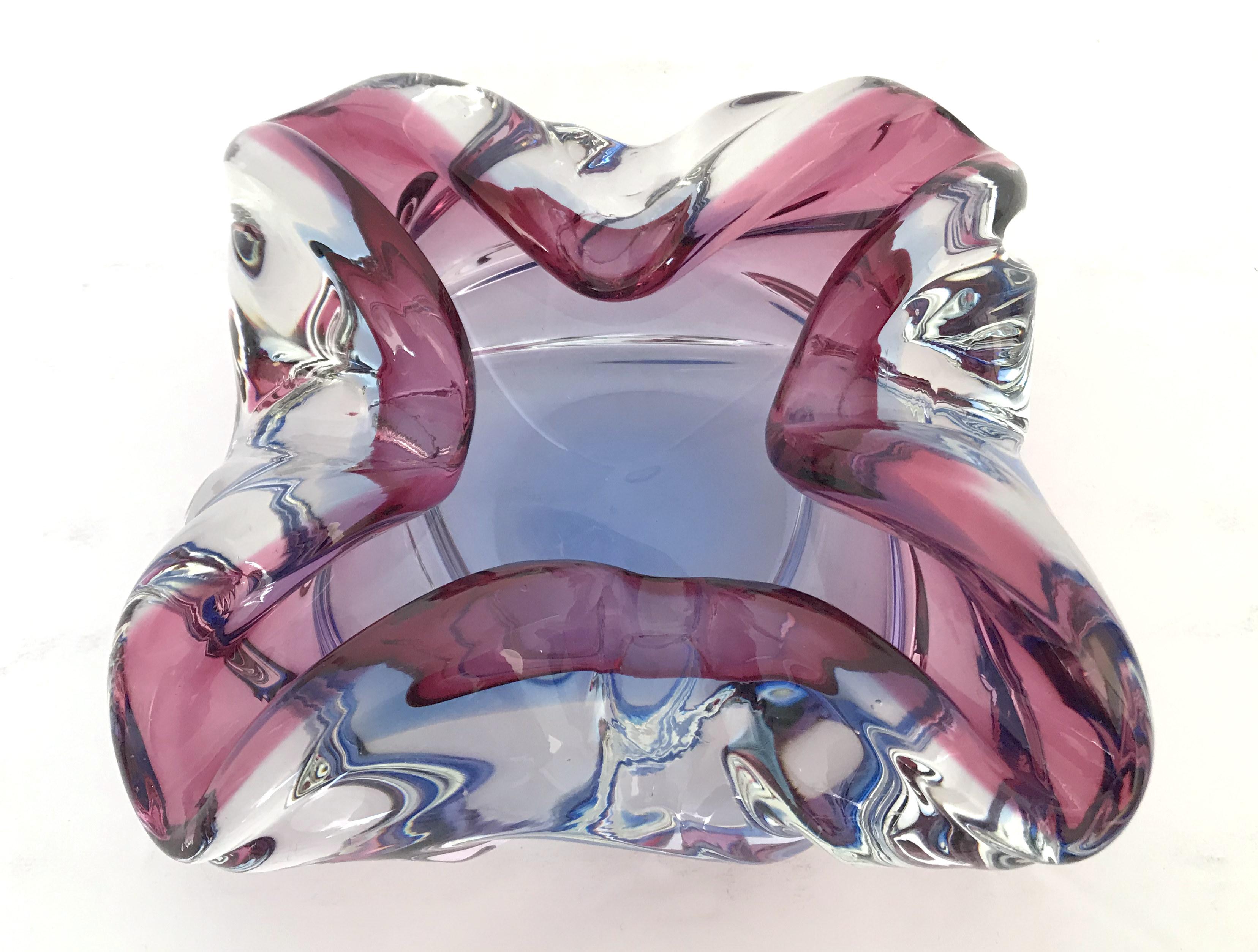 Aschenbecher oder Schale aus Murano-Aschenbecher mit Amethyst und Blau (Moderne der Mitte des Jahrhunderts) im Angebot