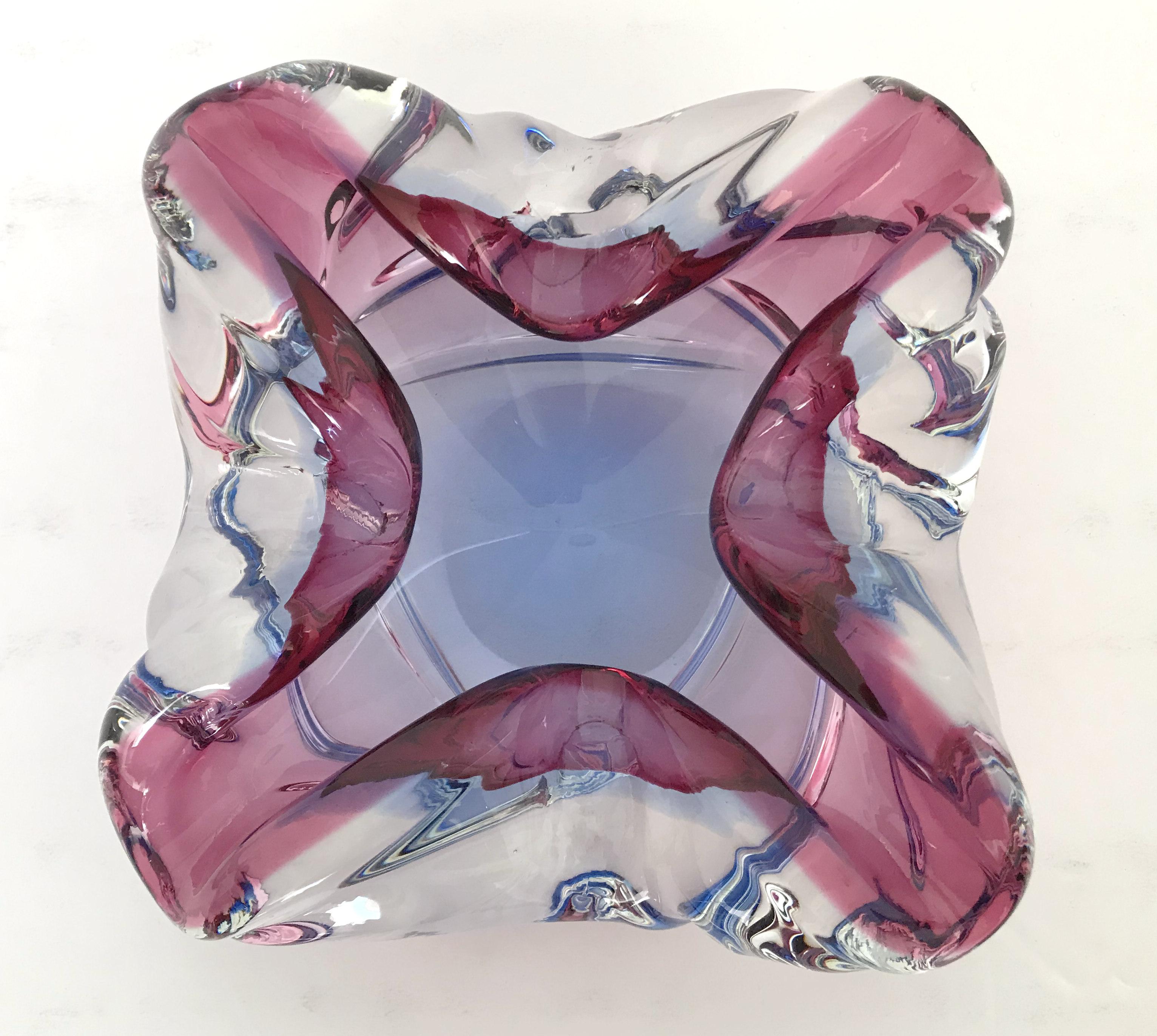 Italian Amethyst and Blue Murano Ashtray or Bowl For Sale