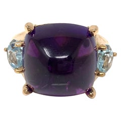 Amethyst and Blue Topaz Cocktail Ring in 18 Karat Rose Gold
