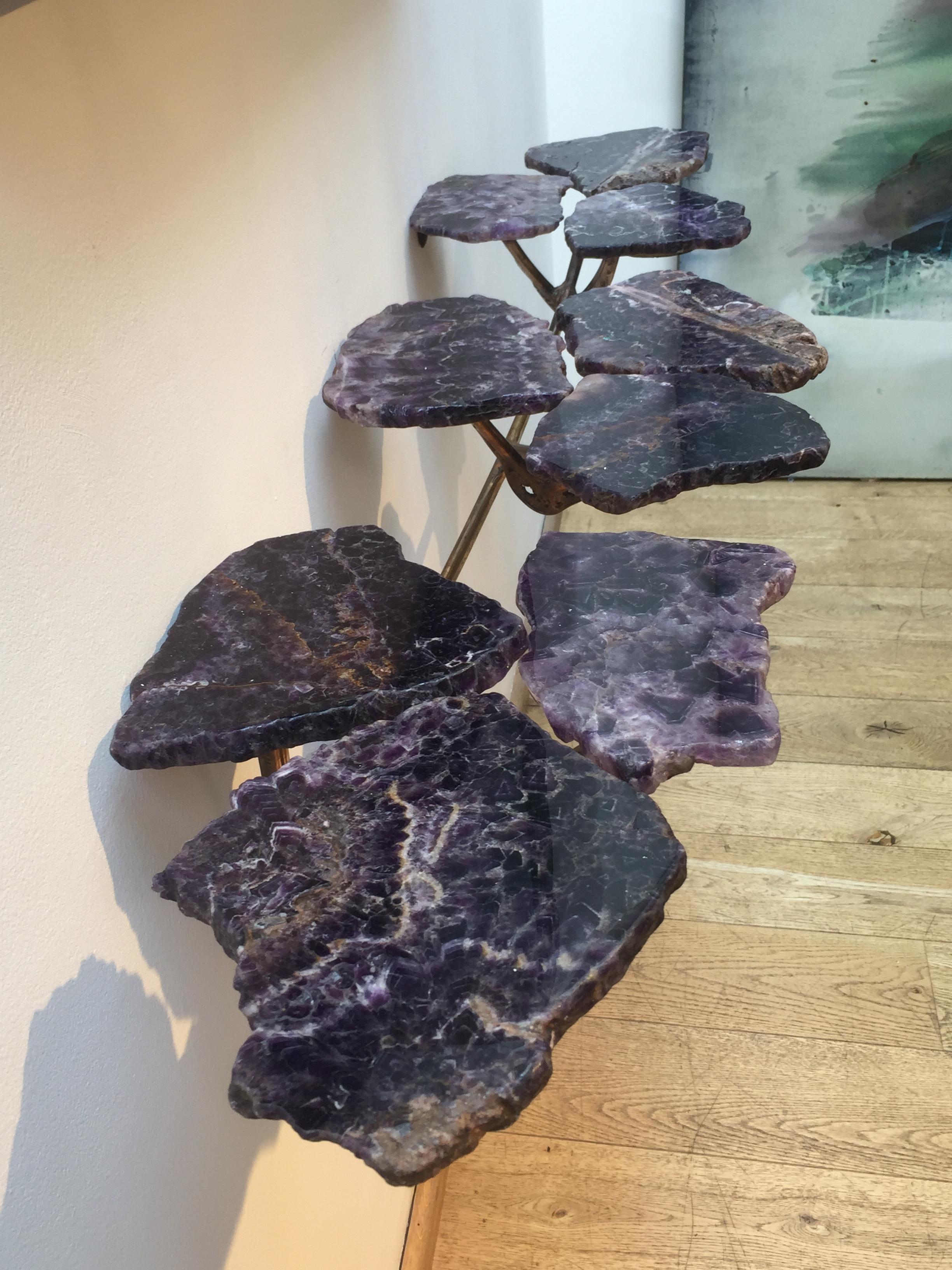 Contemporary Amethyst and Bronze Wall-Mounted Sculptural Console by Mark Brazier-Jones, 2020