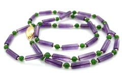 Collana di perline di ametista e diopside di cromo con accenti in oro 14k, 24,5 pollici