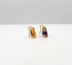 Amethyst and Citrine Earring Pendants/Drops set in 18 Karat Yellow Gold