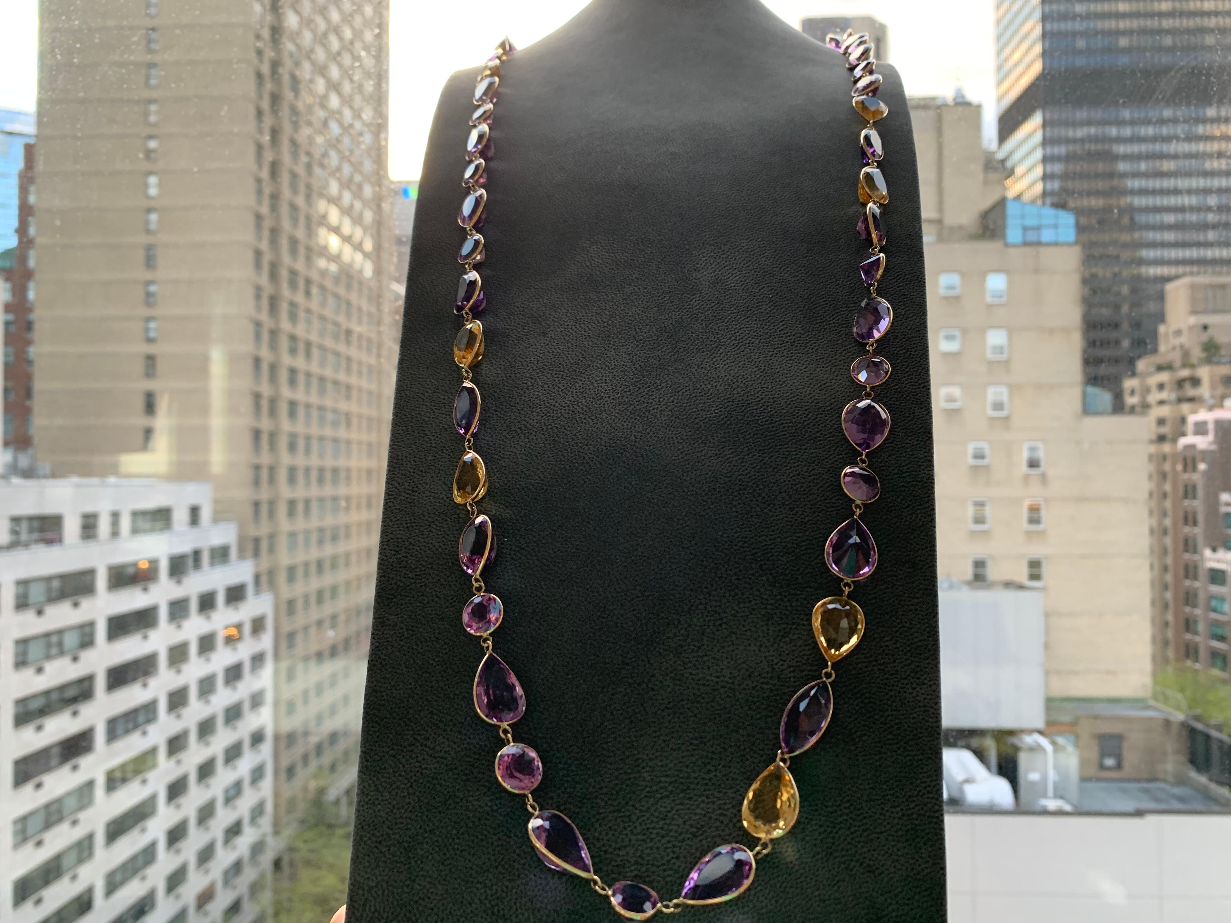Amethyst and Citrine Long Chain For Sale 1