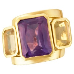 Ring mit Amethyst und Citrin aus 18 Karat Gelbgold