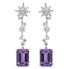 Amethyst und farbloser Topas Tropfenohrringe 14k Gold