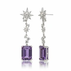 Amethyst and Colorless Topaz Drop Earrings silver, gold