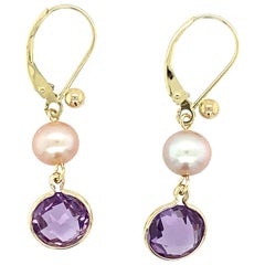 Amethyst and Cultured Pearl Earrings