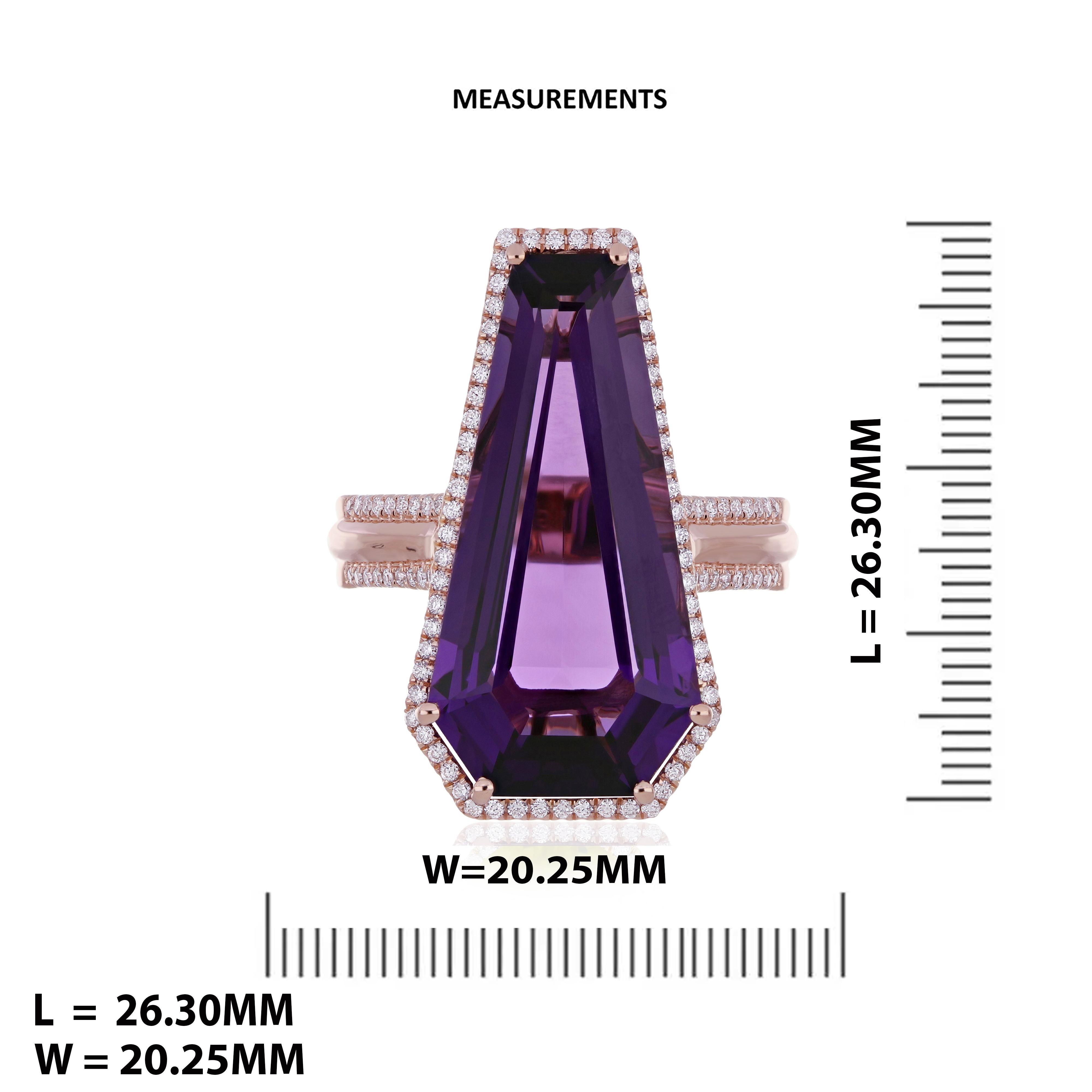 For Sale:  Amethyst and Diamond 14 Karat Rose Gold for Wedding Anniversary Gift Ring 6