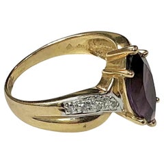 14 Karat Gelbgold Ring mit Amethyst und Diamant
