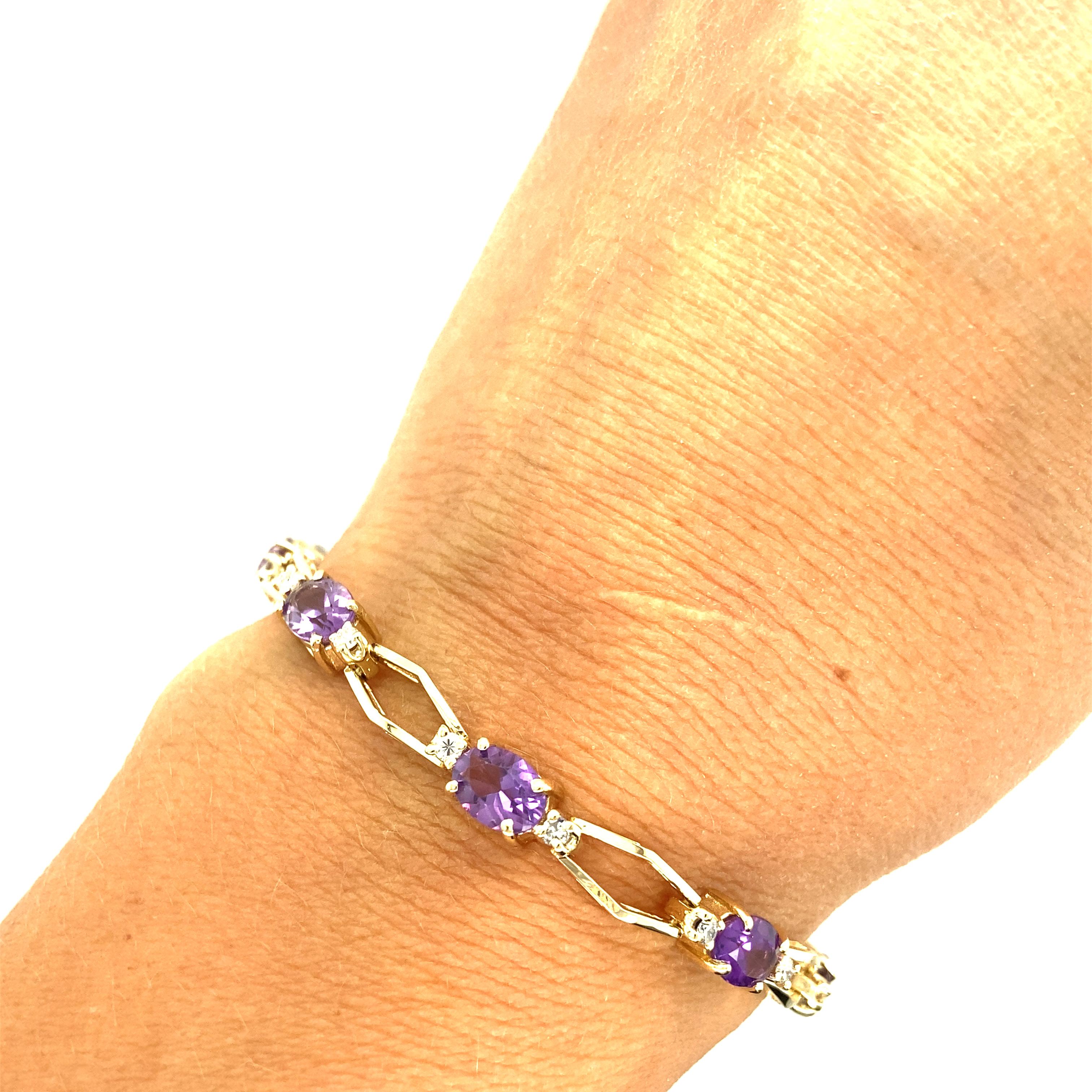 Contemporary Amethyst and Diamond Bracelet