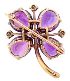 Amethyst and Diamond Brooch, 14K Gold