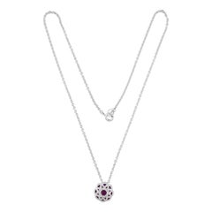 Amethyst and Diamond Cave Pendant Necklace, Set in 18 Karat White Gold